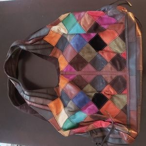 Lucky Brand Patchwork Multicolored Leather Hobo Bag - Like New